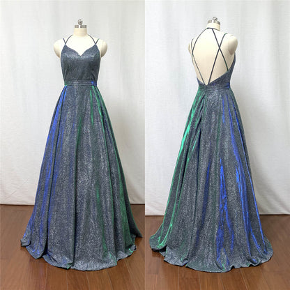 Glitter Green Long Prom Dress 2021